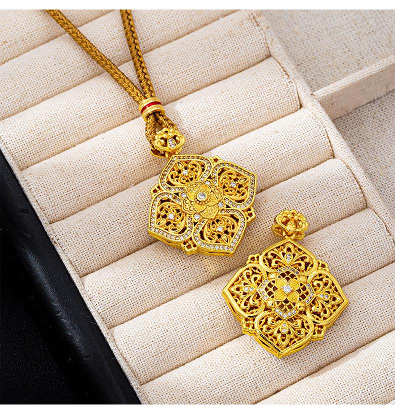 Vintage Ruyi Necklace: Diamond-Set Gold Pendant with Court-Style Safety Lock