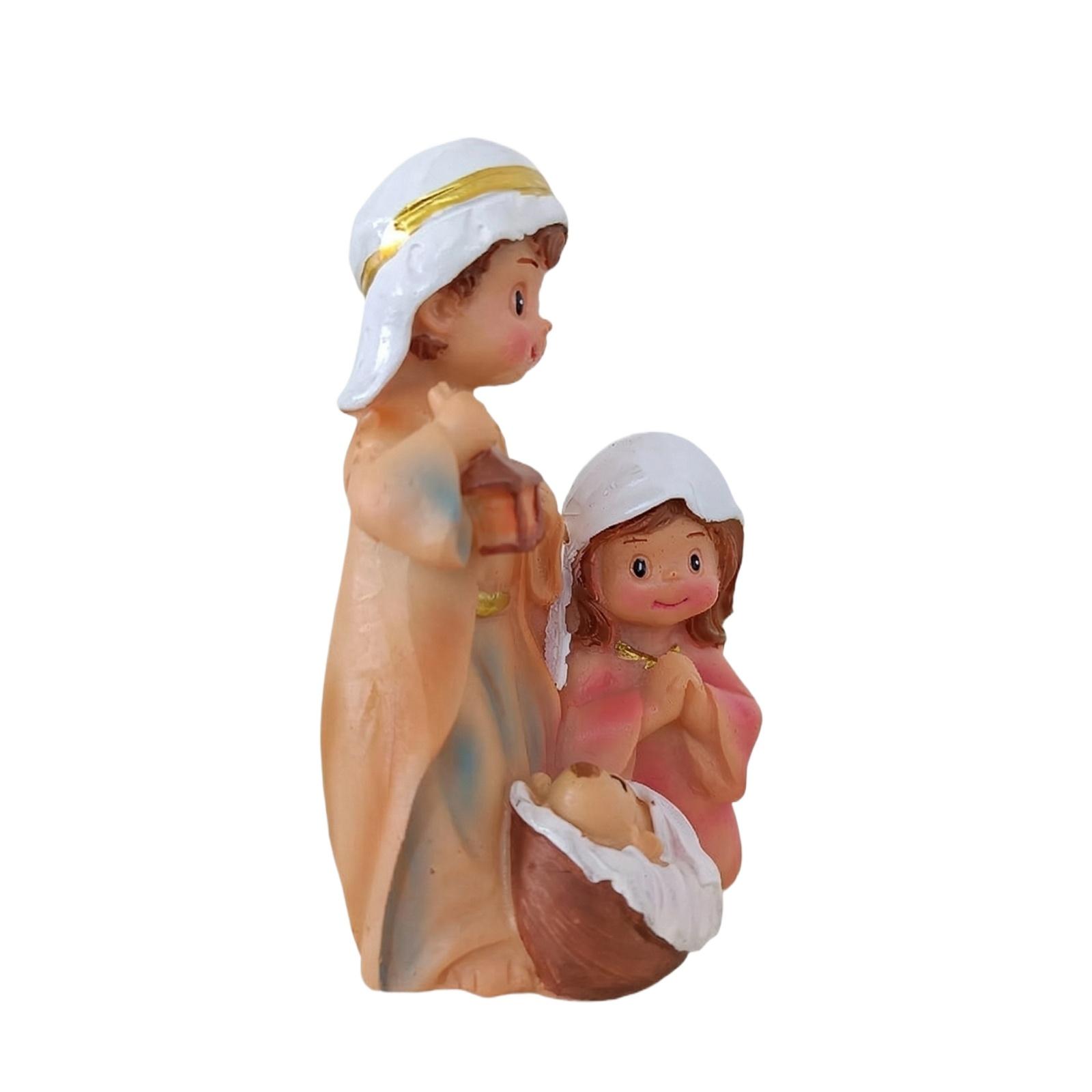 

Cartoon Holy Family Ornament Resin Craft Home, Garden, And Desktop Decor Gift One Size