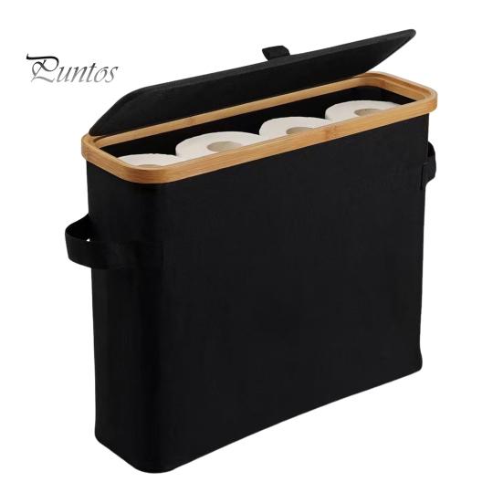 Корзина для хранения туалетной бумаги, большая вместимость, водонепроницаемый, многоцелевой, простой в установке органайзер для хранения туалетной бумаги с крышкой чёрный