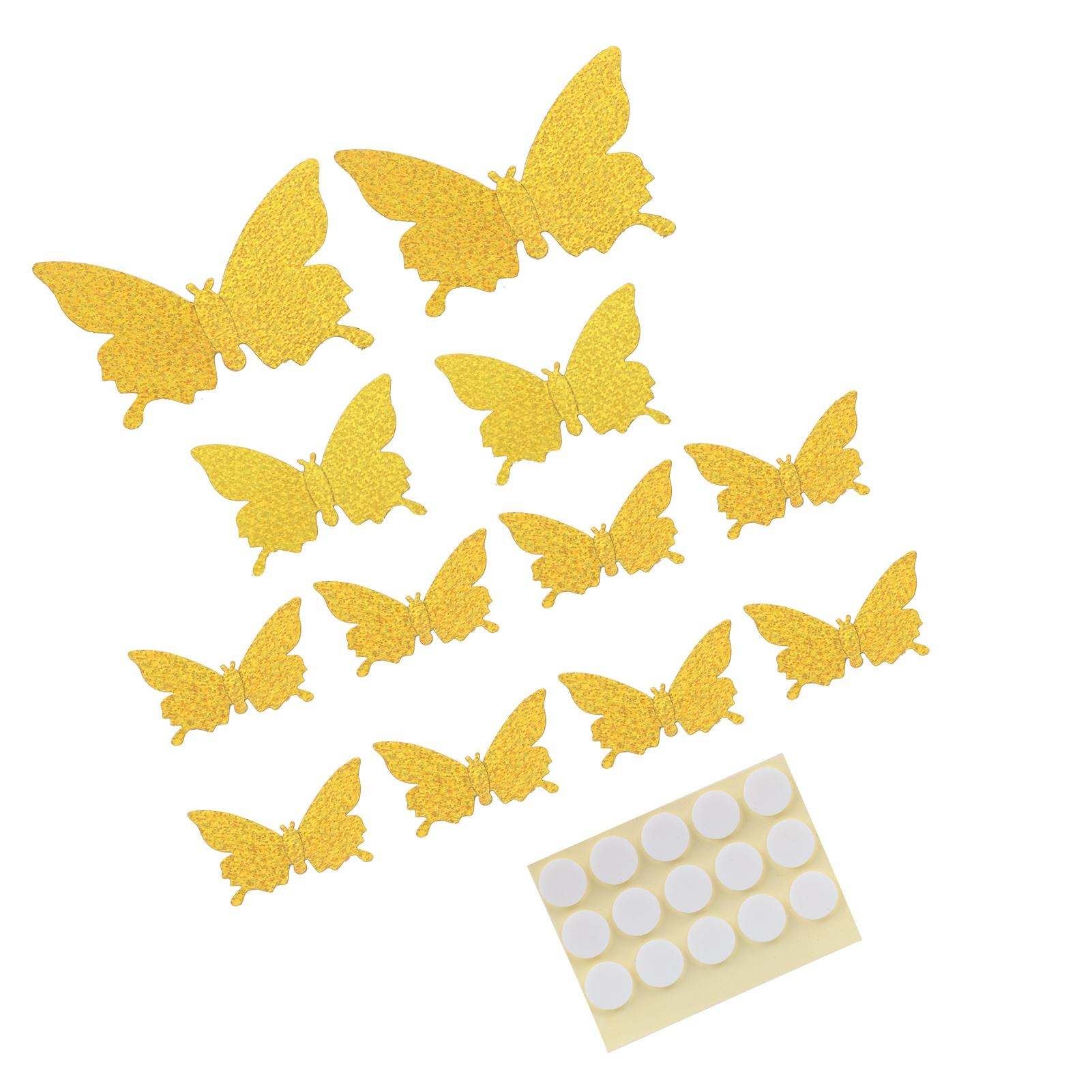 

12Pcs Set 3‑Dimensional Sticker Simulation Flash Wallpaper Living Room Wedding Wall Art for HomeShiny Gold