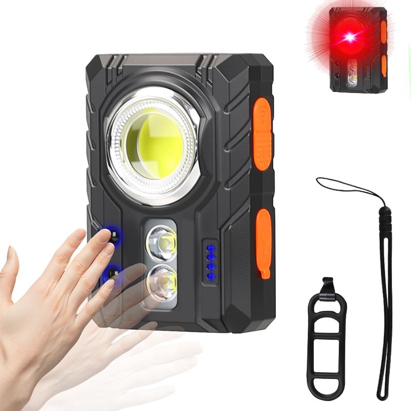 Portable LED Flashlight Super Bright Mini Rechargeable LED Tail Magnet Torch with COB Side Emergency Light for Camping Hiking