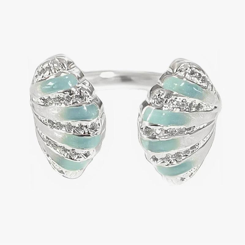 [Beihaixing Language] Blue Ocean Enamel Oil Dripping Shell Starfish Opening Ring Niche Zircon Stacked Ring