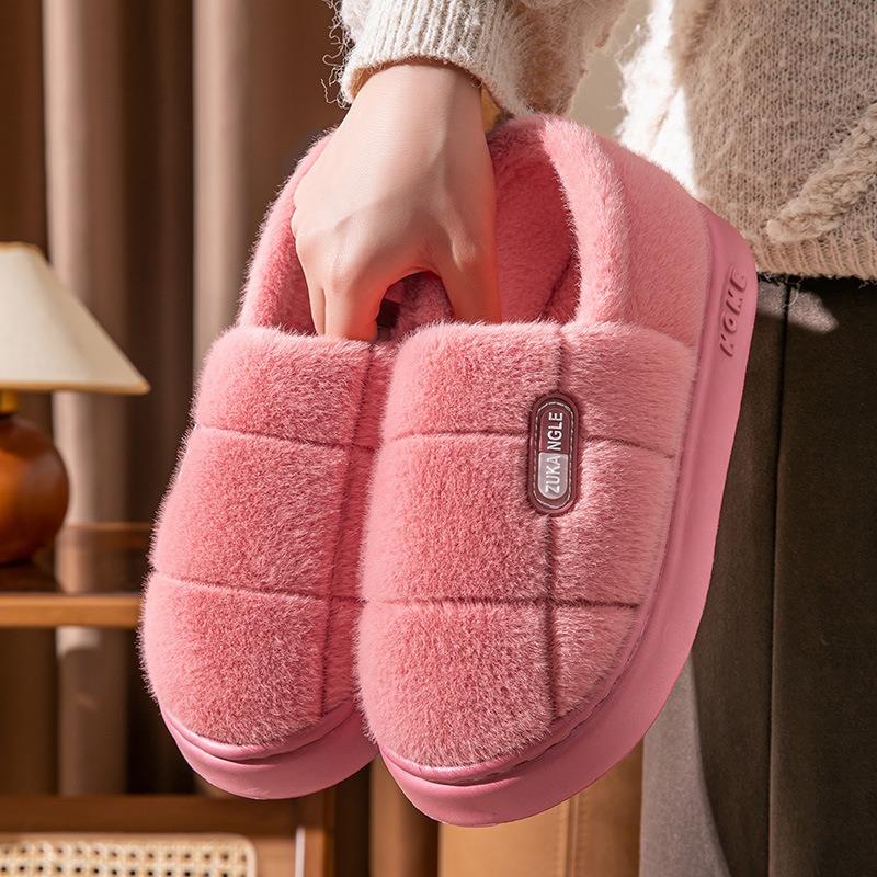 New cotton slippers men and women autumn and winter warm indoor large size household soft bottom non-slip plush thick bottom