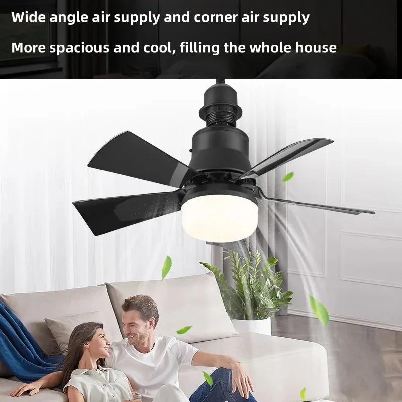 LED Ceiling Fan Light E27 Base Lamp Silent with Remote Dimmable Speed Change 3 Colors for Living Room, Study, Household Use