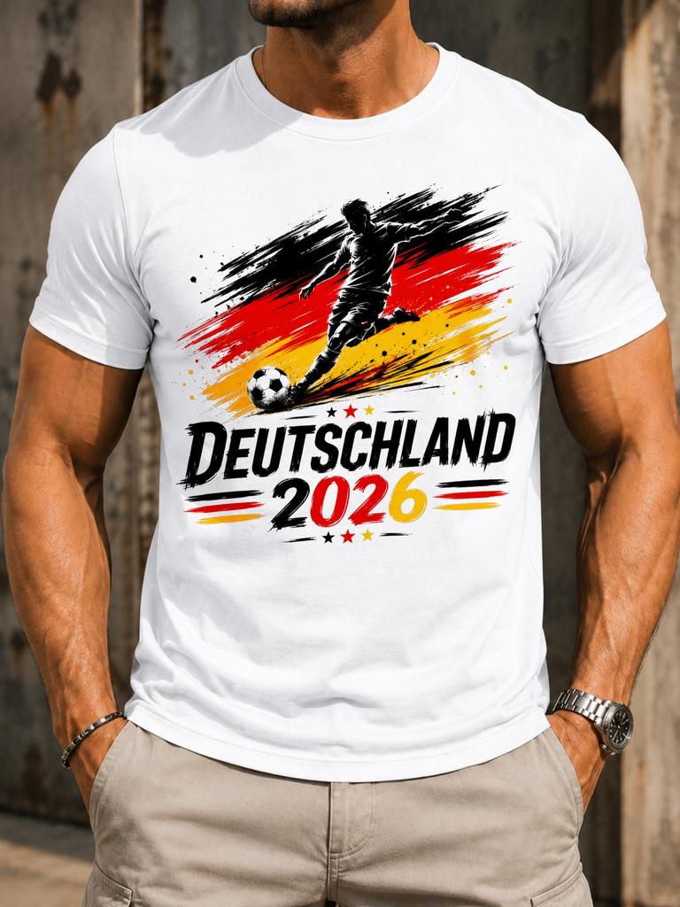 Deutschland 2026 Soccer Player Kicking Ball Over Gerunisex Flag Brush Dynamic Football Pride Sport Unisex All Tshirt