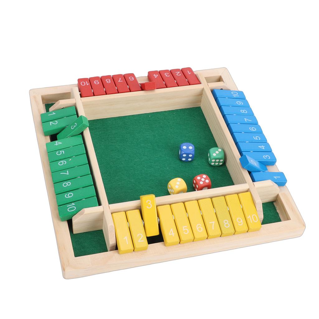 Shut The Box Spiel Holzbrett und 8 Würfel Tisch-Mathespiel für 2 4 Spieler Familie Reise Treffen