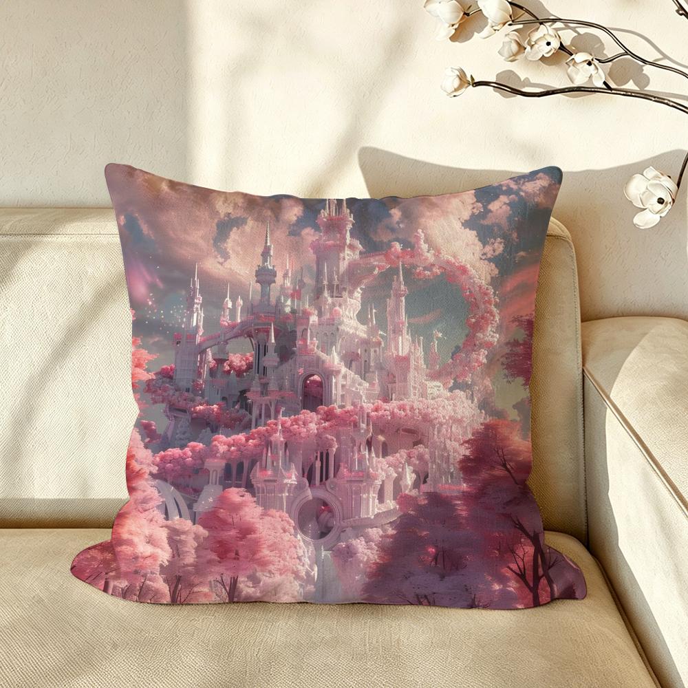 Art DDreamy CCastle Cushion Cover Pillow Case Antidustmite Pillowcase Silky Short Plush Sofa Cushion Cover hot