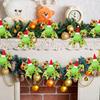 5/10Pcs Plush Foliage Wreaths Christmas for Xmas Tree Party Ornaments Santathemed Decor Glitter Dot Ribbons with Santa Hat