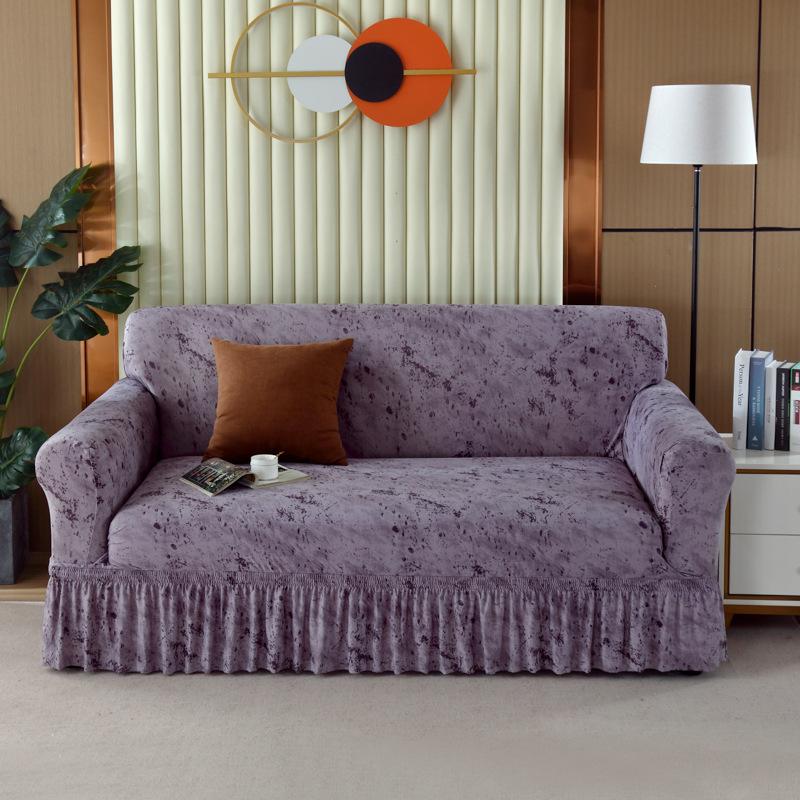 Straight row Sofa Cover All Inclusive New Skirt Elastic Leather Cover Universal Cushion Integrated Armrest Cover Old Fashioned