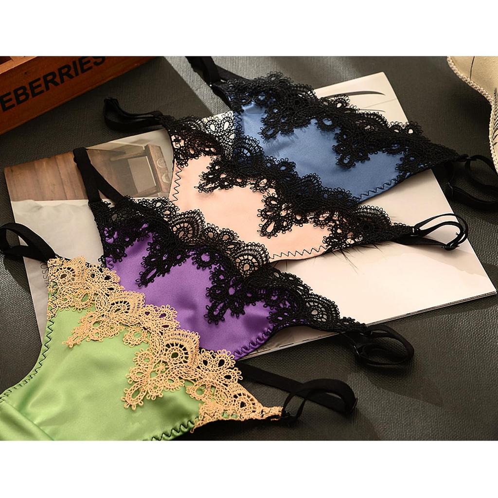 KSLAT Thong Sexy Lace Cute Line Silk Satin Stretch Women's Panties, Thongs, Underwear, Jelly, Panties, Shiny, Elegant, Butt-Looking Design, (Free