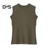 Women's Tank Top Sleeveless Cotton High Neck Crop Top Ribbed Slim Fit Basic Shirt Spring Summer Casual Outfit