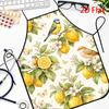 1pc 2D Printed Creative Apron Kitchen Cooking Wear With Lemon Fruit For Blue Bird Butterfly Floral Pattern On Cream Background