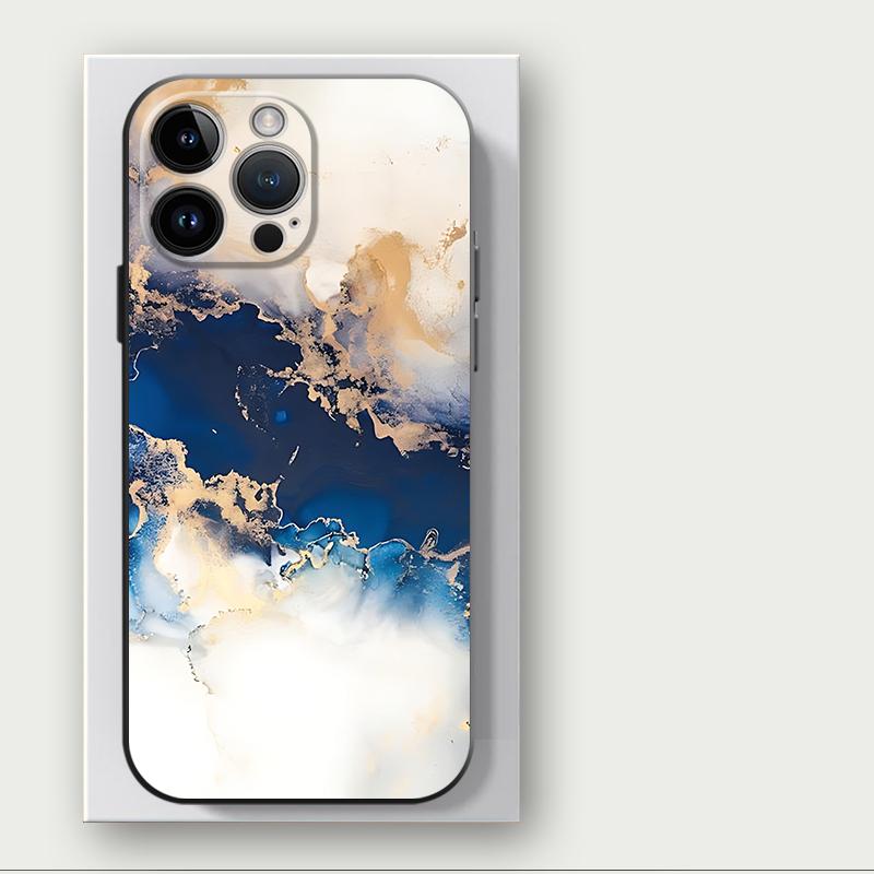Fashion Marble Blue Case for iPhone 16 15Pro 12 13 14 11 Pro Max XR 7 8 SE XS MAX 12Mini 16 Plus 14Pro 13Pro Phone Cover Capa