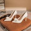 2026 Neue Hochzeitsschuhe Spitze Dünner Absatz Perlen Blume Satin Braut Brautjungfern Schuhe Stilettos
