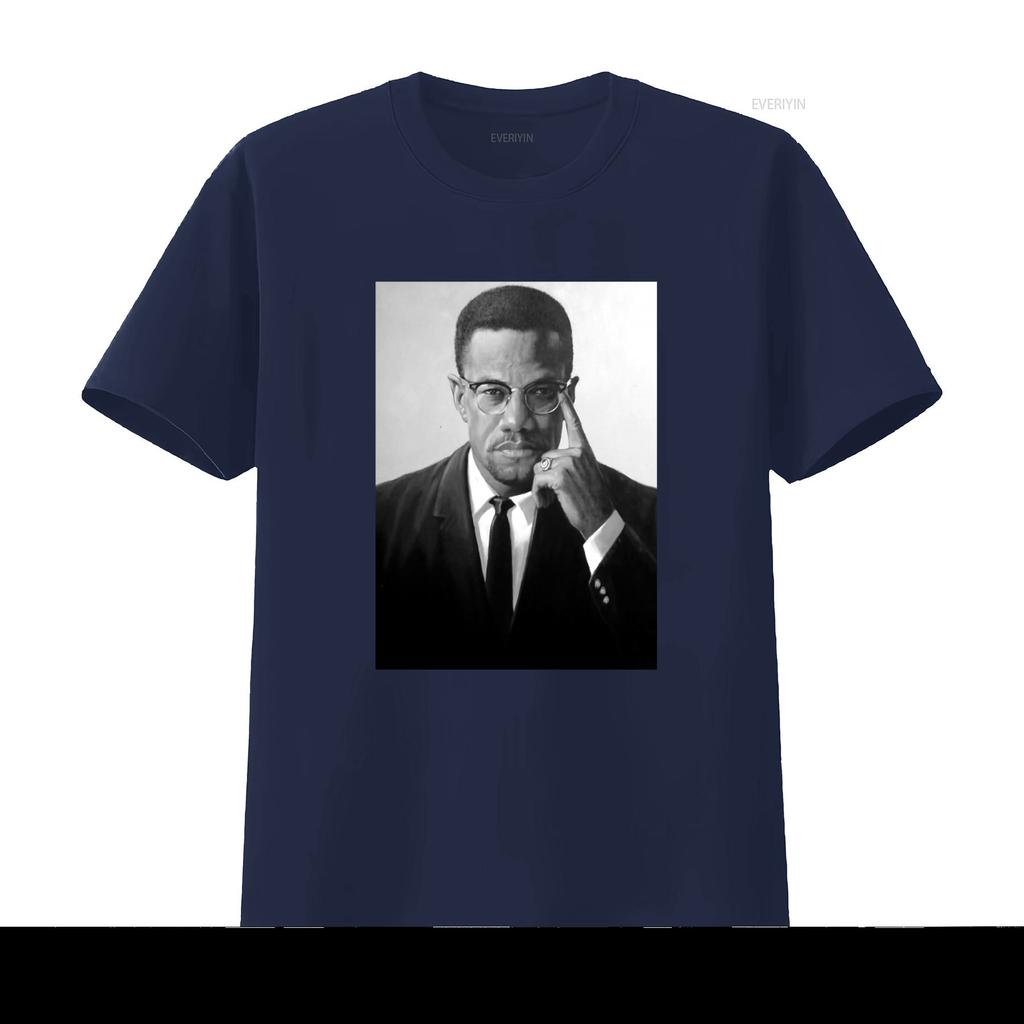 Homenaje a Malcolm X Orgullo Afroamericano Mes de la Historia Negra Lives Matter Camiseta vintage Lavada streetwear Ligeramente Elástica