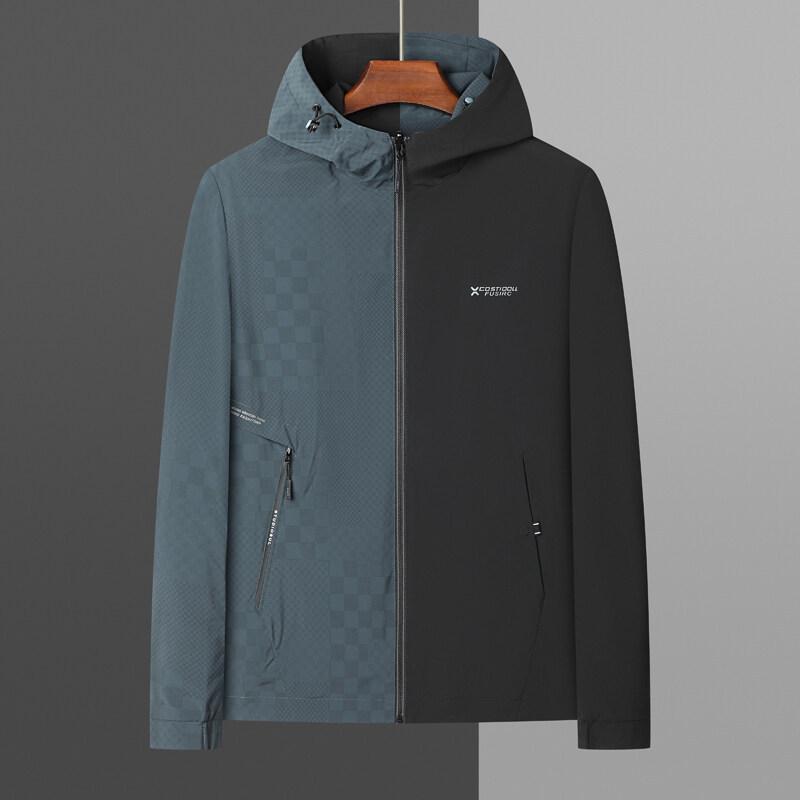 Men s Casual Double-Sided Hooded Jacket for Spring & Autumn XL темно-зеленого