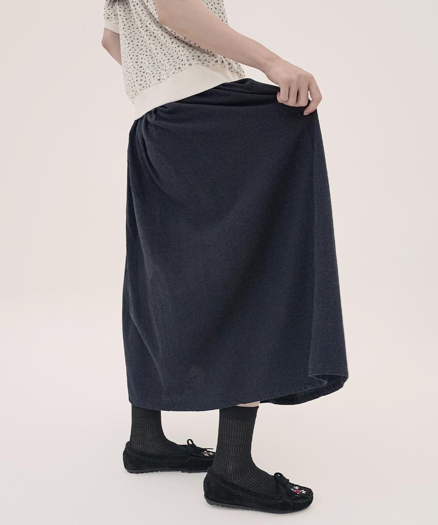Chikita Cotton Shirred Flare Skirt Deep Navy 250808Dn