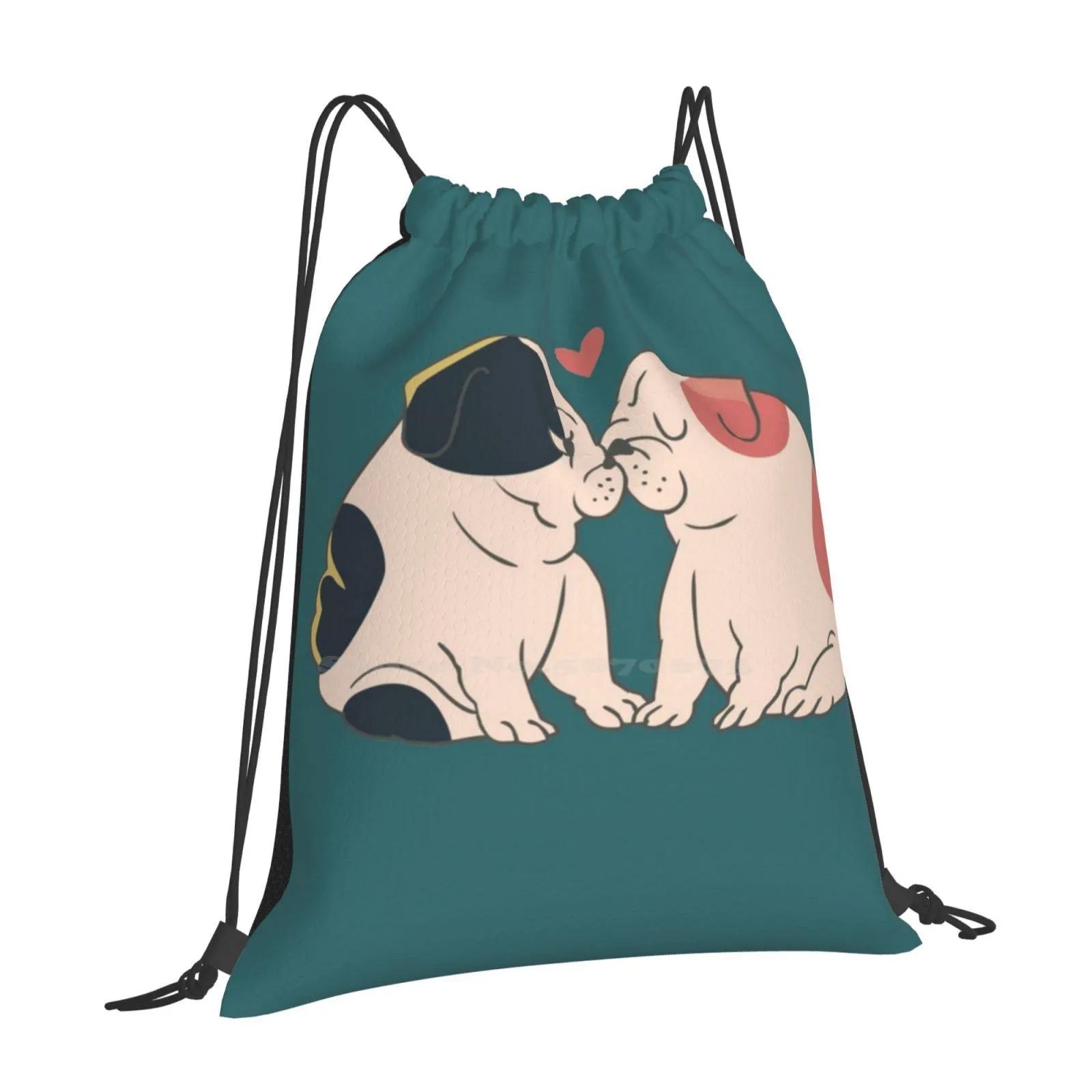 English Bulldog Kisses Hot Sale Schoolbag Backpack Fashion Bags Kissing English Bulldog Puppy English Bulldog Love OneSize