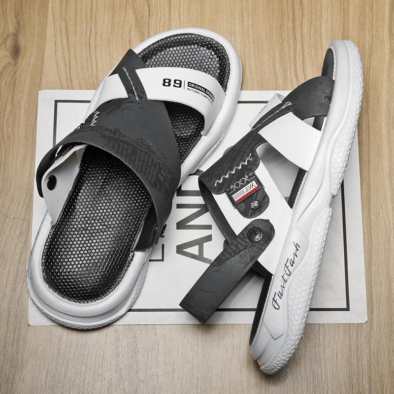 

Сандалии мужские 2025 летние новые нескользящие износостойкие тапочки для улицы для отдыха и спорта двойного назначения для вождения пляжные сандалии 39 чёрный