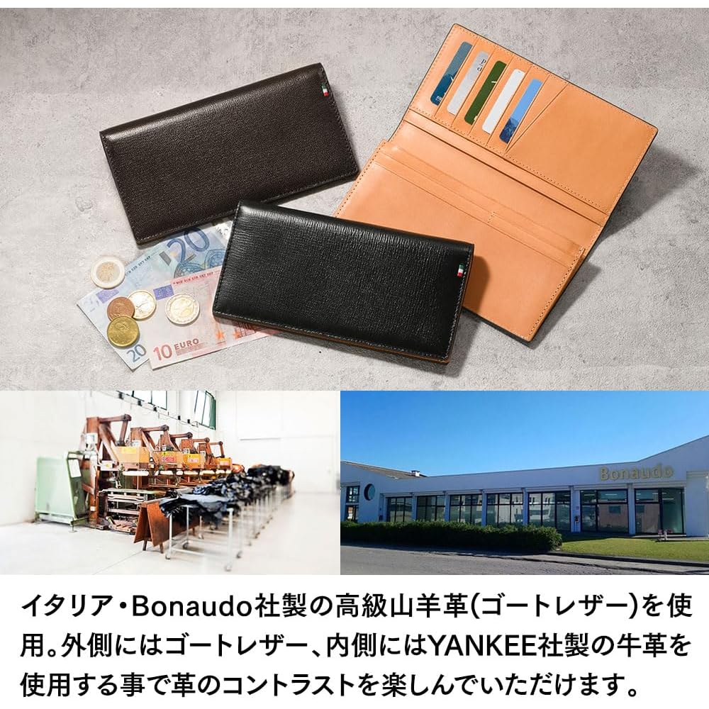 Palmellato Goat Leather Long Wallet Black for Men and Women