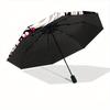 1pc Floral Fox Design Cartoon Umbrella, Portable 3-Fold Compact Umbrella, Suitable for Camping, Hiking and Travel, Ideal Easter Birthday Gif