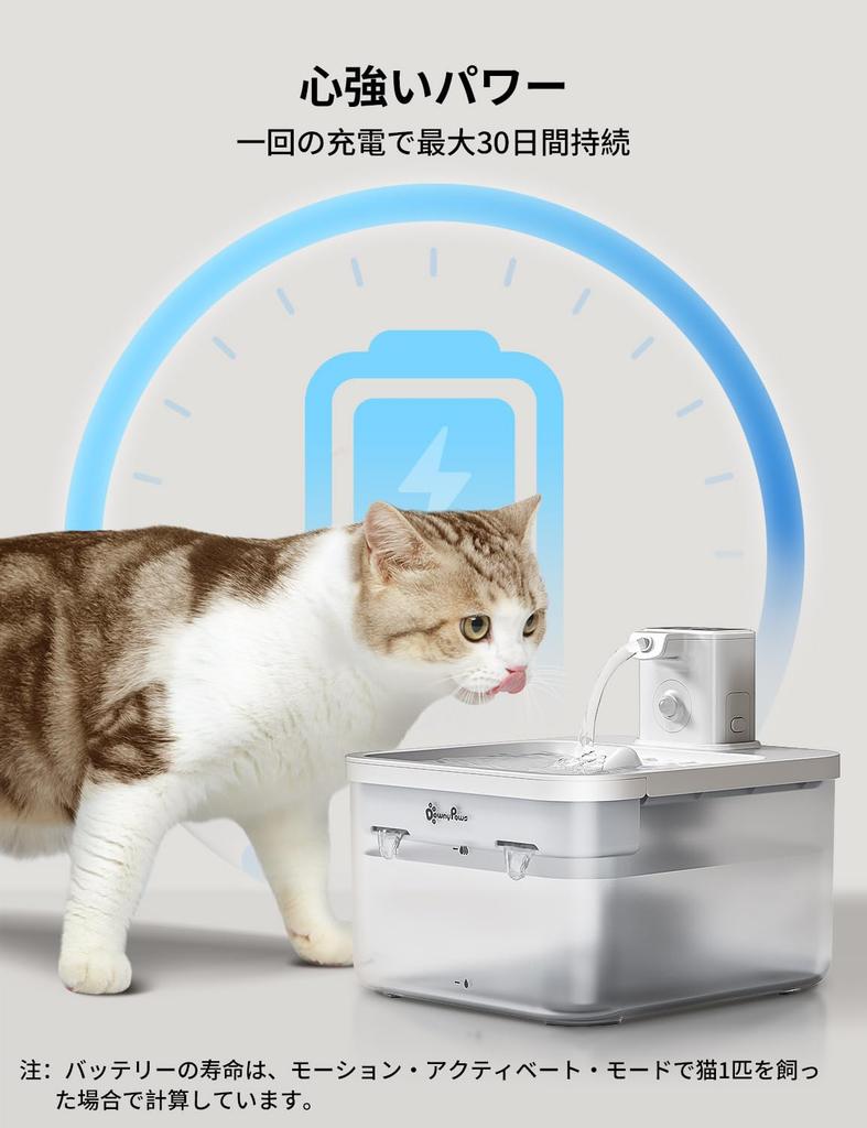 DownyPaws Cordless Cat Water Automatic Cat and Dog Water Smart Pet Water Dispenser with Motion Quiet Easy Assembly and White Dispenser, 2.5L,