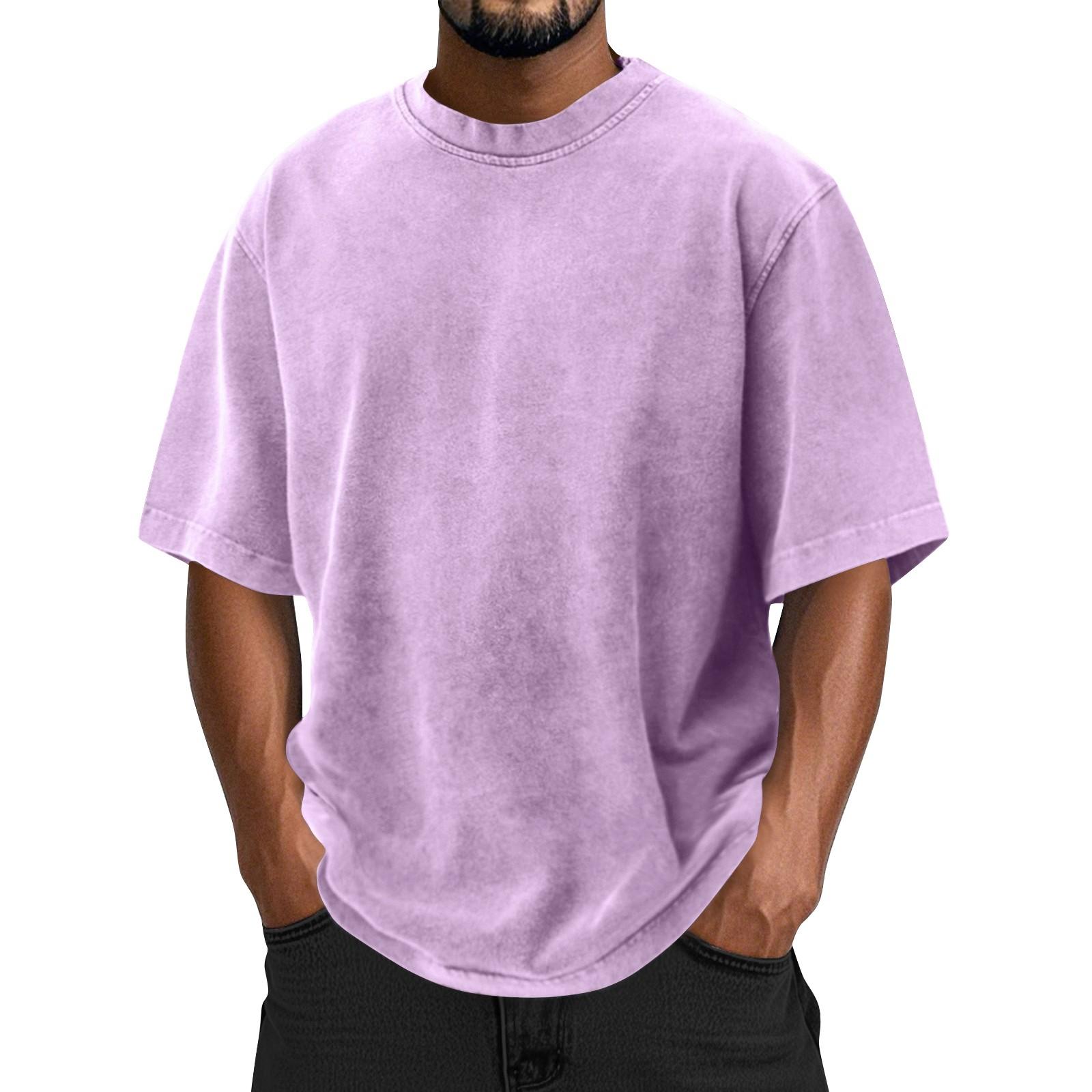 

Мужской летний однотонный топ с круглым вырезом, свободный, с коротким рукавом XL фиолетовый