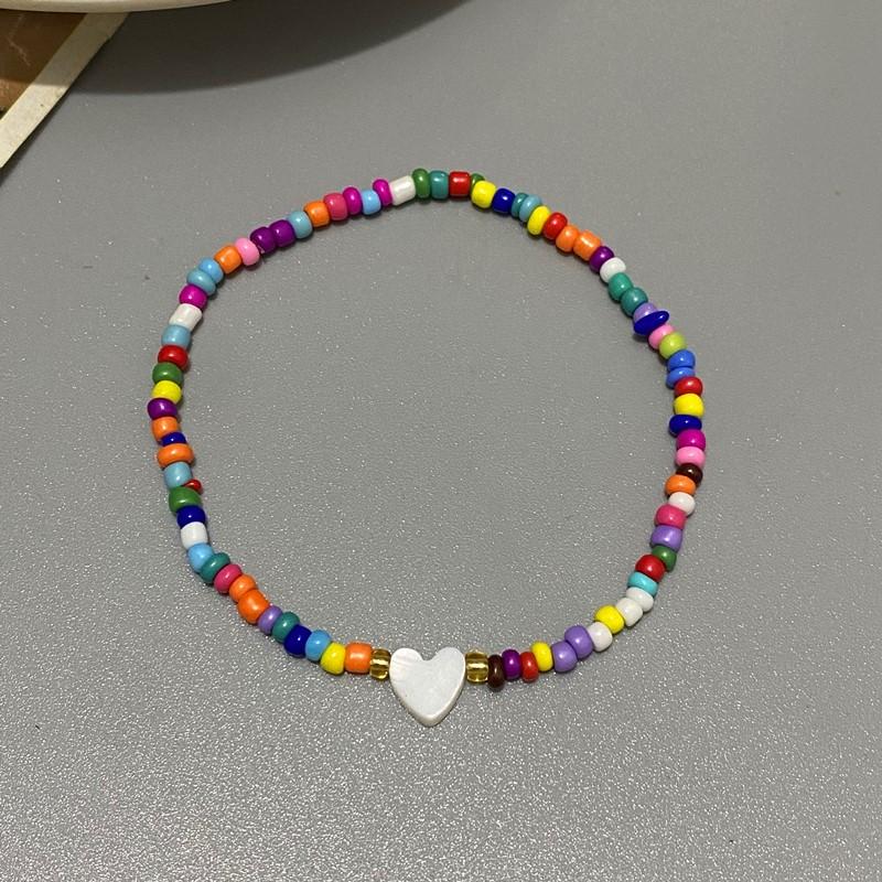 Small Glasses Beads Bracelet for Girl Women Nature Shell Love Heart Hand Jewelry Gift for Friend