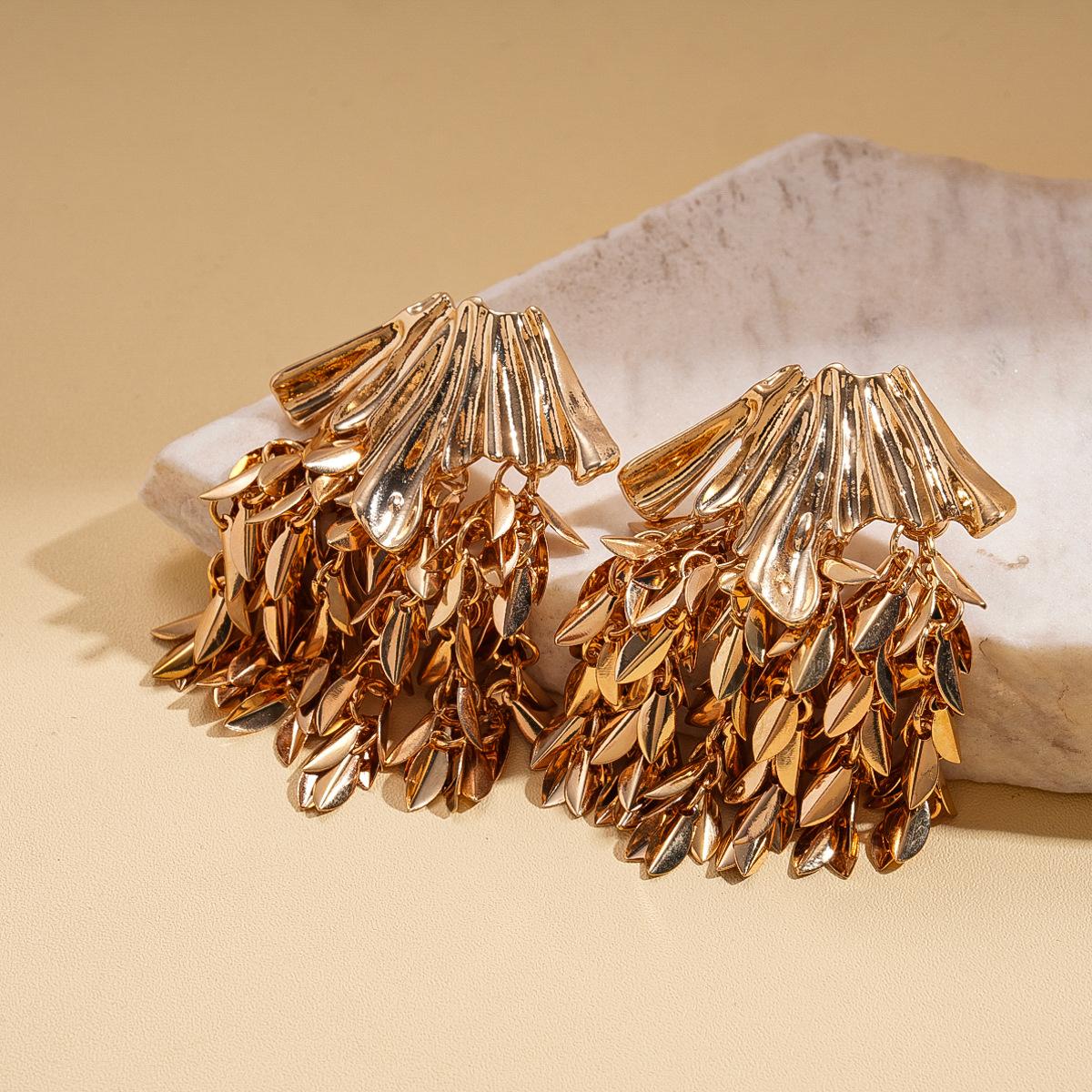 Серьги-подвески с кисточкой в виде колоса пшеницы, серебряная игла, металлические серьги