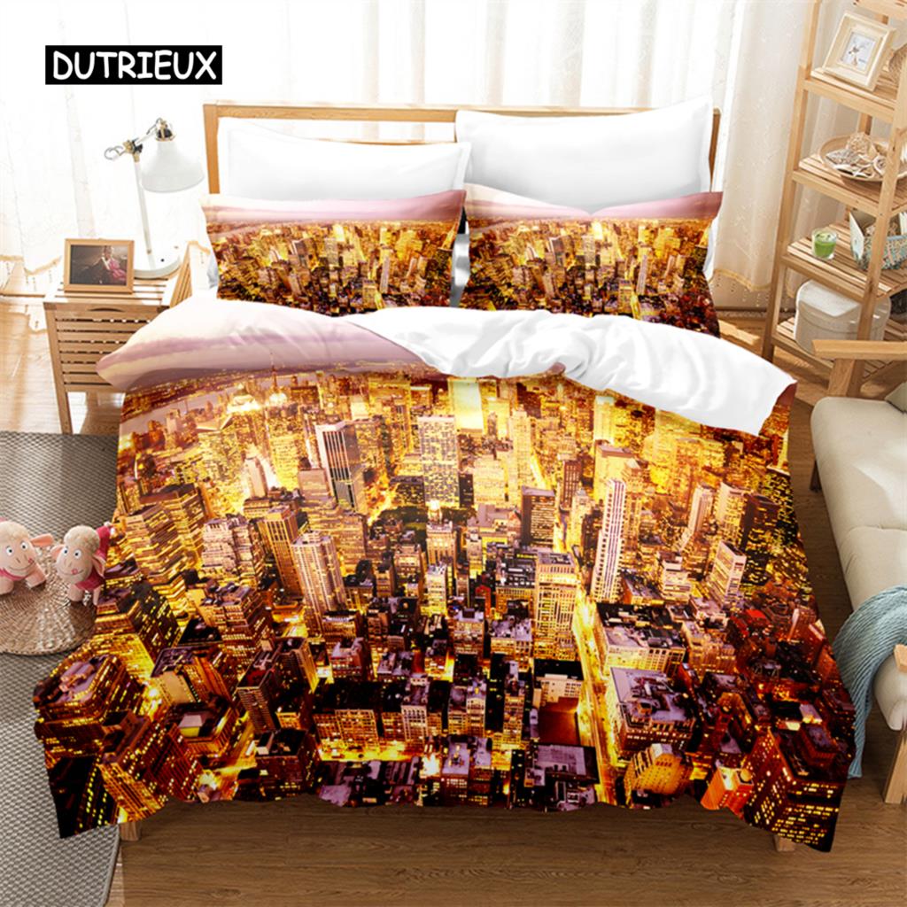 City Night Scene Bedding Set Duvet Cover Sets 3d Bedding Digital Printing Bed Linen Queen Size Bedding Set Fashion Design