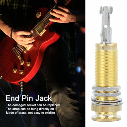 Zerodis Guitar Endpin Jack with Cylinder Clip End, Noise Reduction, High Strength, Gold Base