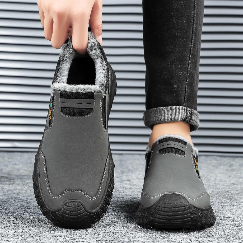 Men's Versatile Winter Snow Boots - Cross-Border, Cotton, Plus Velvet, Thickened, Lock Temperature, Warm, Casual Work Shoes.