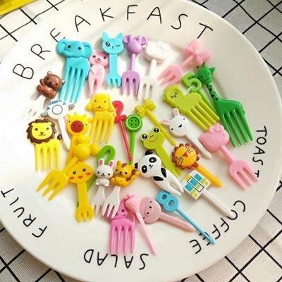 10 bucăți drăguț mini fermă de animale cu desene animate pentru copii, gustare, prăjitură, desert, mâncare, furculițe pentru fructe, prânz, accesorii bento, decor pentru petreceri