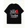 Weißes T-Shirt Mein Herz gehört einem Geiger mit roten Herzen und kursiver Schrift Freizeitkleidung für Musikliebhaber und Geigenbegeisterte
