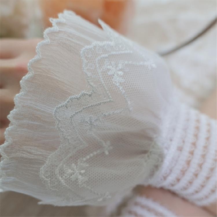 Elegant Lace Wristbands Ruffled Flower Detailing Elastic Hand Gloves Cuff Extention For Weddings And Daily Wear