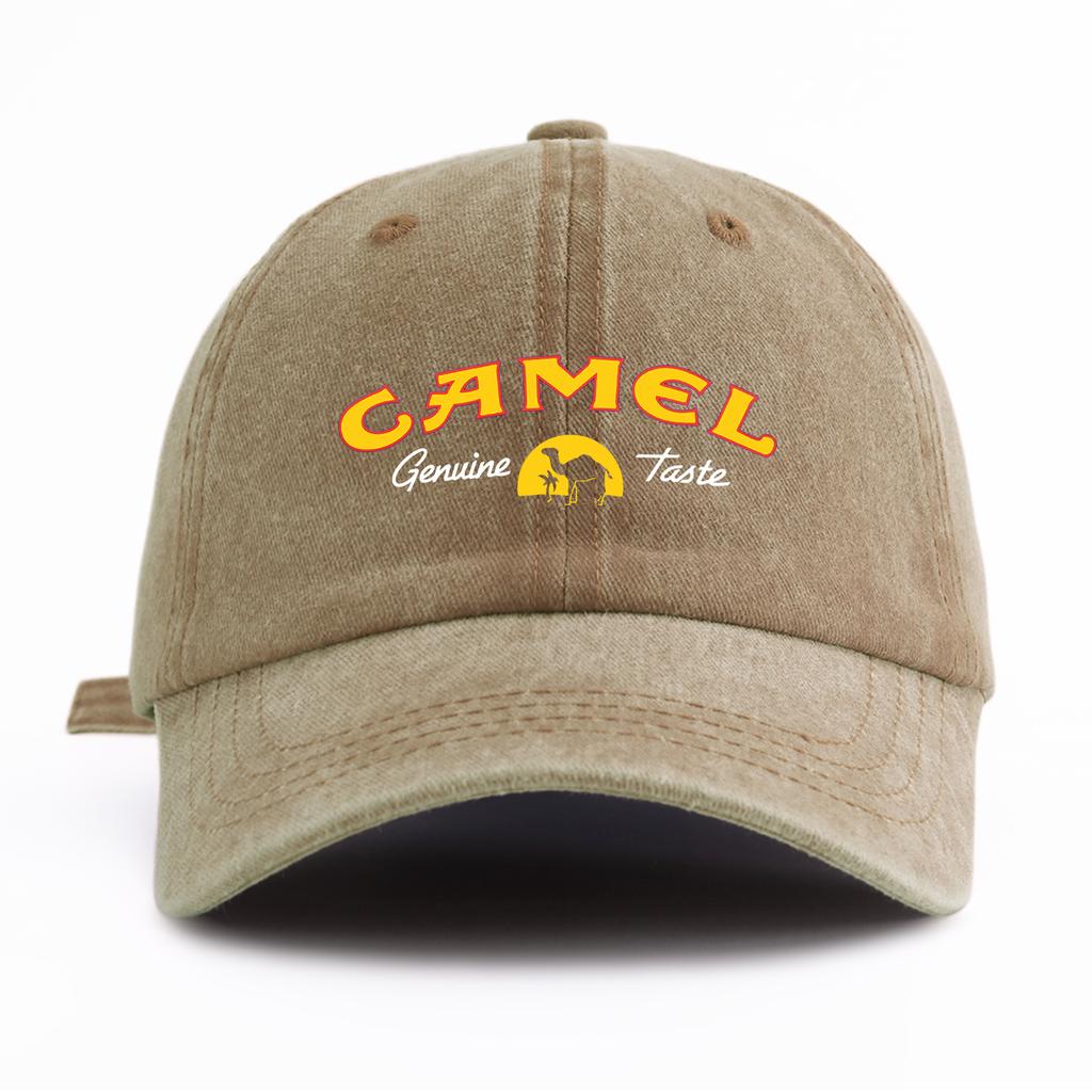 1 Stück CAMEL Print Gewaschene Baseballkappe für ErwachseneMinimalistischer Retro-Stil Lässig Weich Verstellbar Papa-HutPerfekt Als Geschenk
