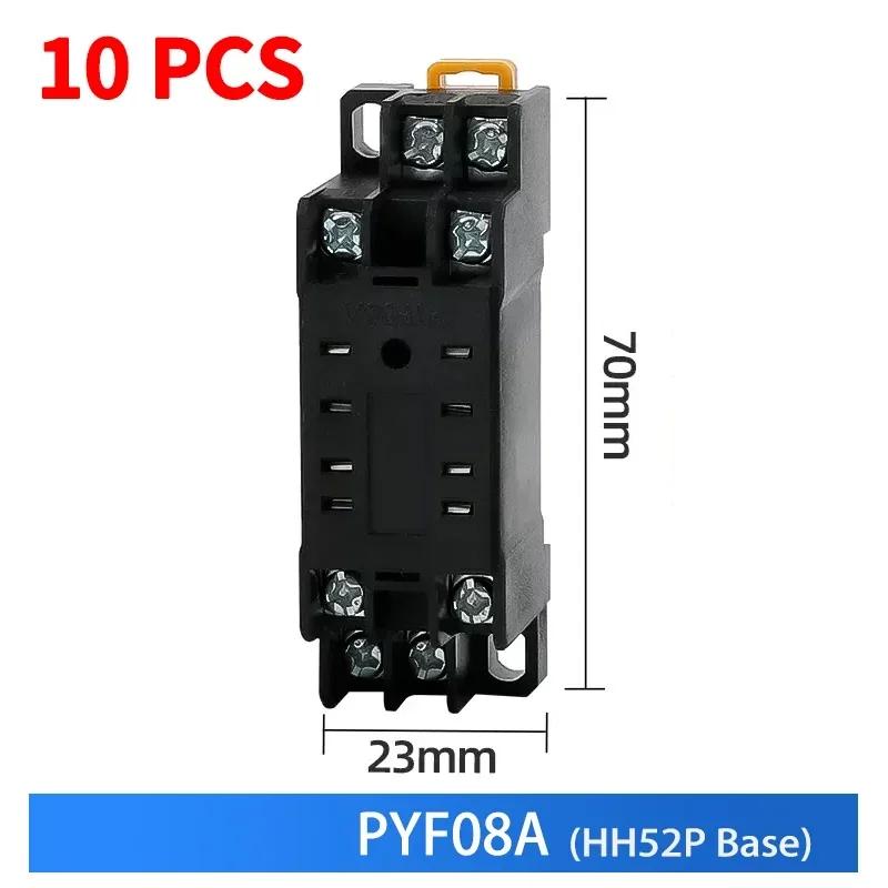 10 PCS Small Intermediate Relay AC Electromagnetic Relay with Base Switch HH52P HH53P HH54P HH62P HH63P HH64P