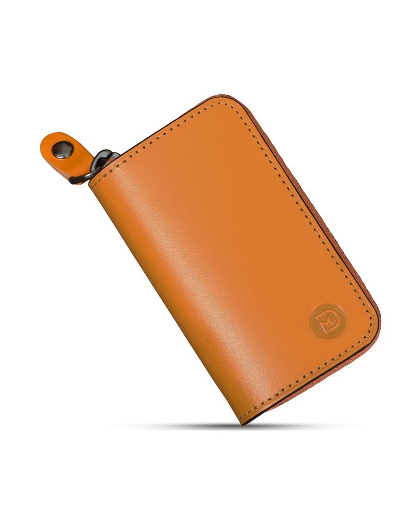 Modiko Key Smart Key Made in Genuine YKK Compact Car Key Gift Men's Case, Compatible, Japan, Leather, Zipper, Case, Carabiner, (Yellow)