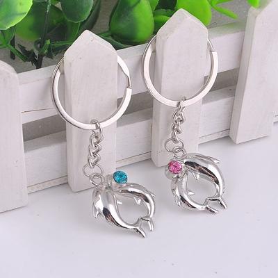 1 paar Dolphins Liebhaber Metall Paare Baby Kristall Schlüssel Ring Kette Keyfob Kreative Geschenk