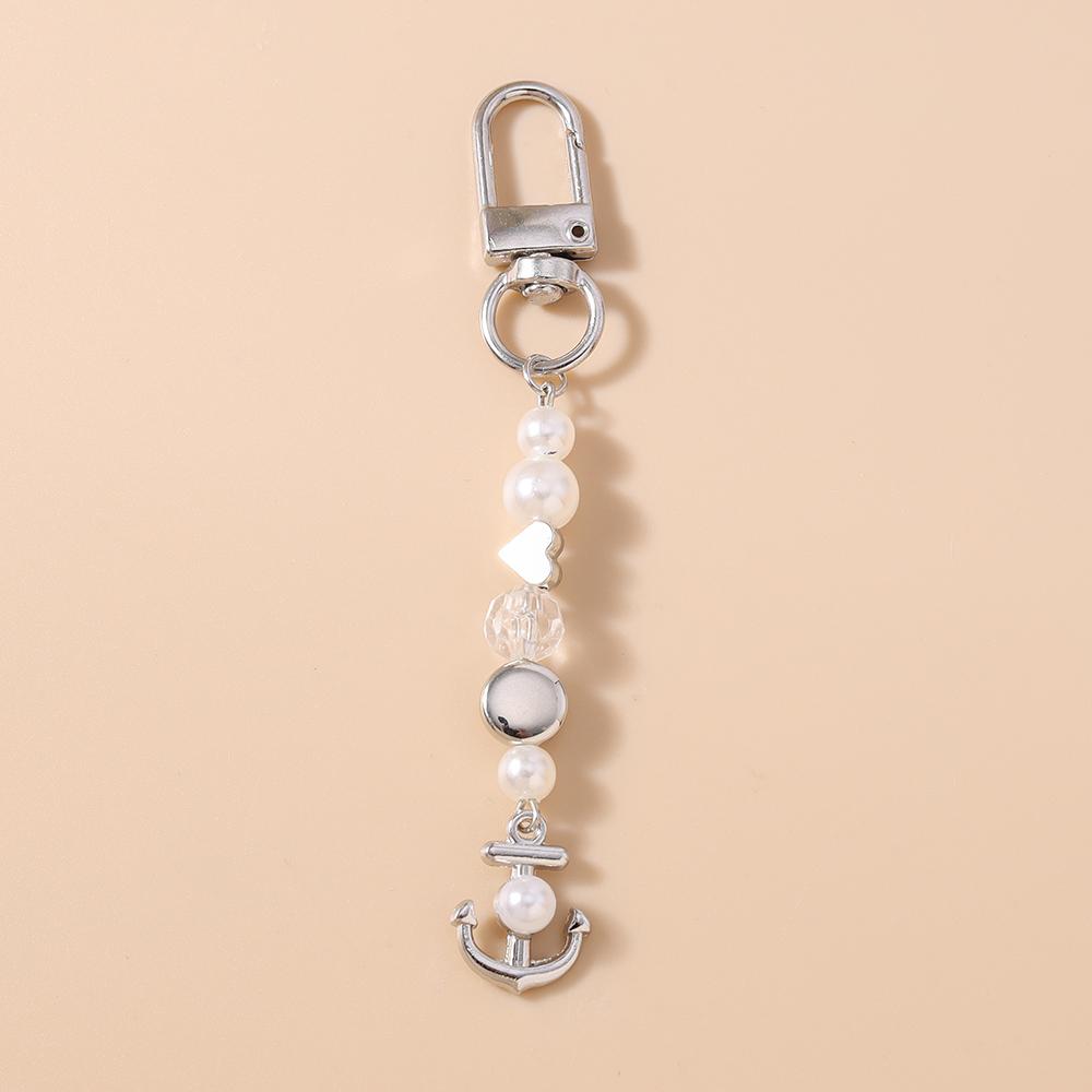 

New Summer Beach Conch Shell Keychain Pearl Beads Key Ring Pendants for Women Girls Handbag DIY Key Chain Jewelry Gifts