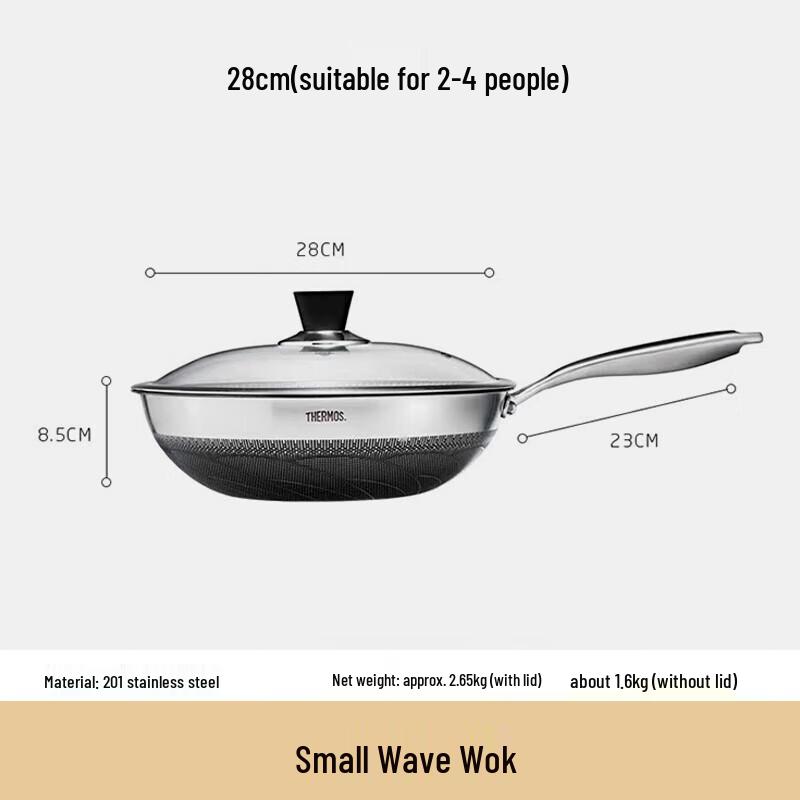 THERMOS Double-Sided Honeycomb 316L Stainless Steel Non-Stick Wok