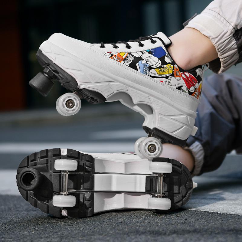 Aisusi Retractable High-Top Roller Skates: Comfortable Four-Wheel, Double-Row Roller Shoes.