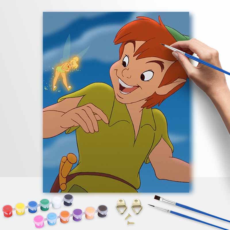 Disney Peter Pan and Tinker Bell oil painting art handmade painting kit handmade dsi home decoration birthday gift 20x30cm