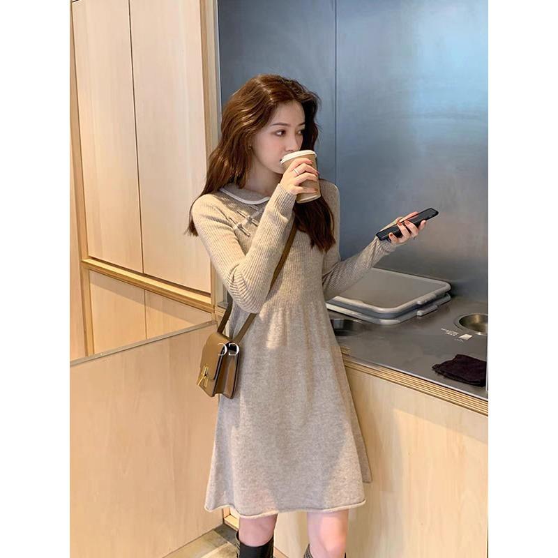 

Красное вязаное платье женское осенне-зимнее новое ципао улучшенное праздничное платье для тоста платье платье XL