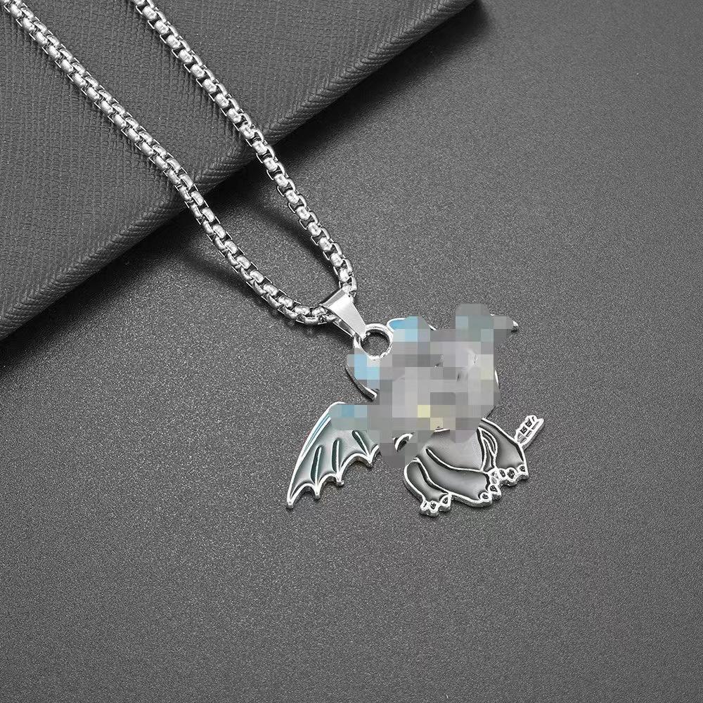 Hip Hop Necklace Men'S Titanium Steel Cartoon Men'S And Women'S Tide Pendant Personalized Street Couple Pendant Accessories