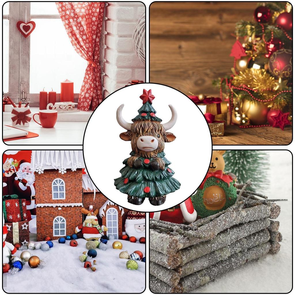 Highland Cow Figurine Home Highland Cattle Christmas Sculpture Resin Sculpture Scottish Ornament Decoration For Table