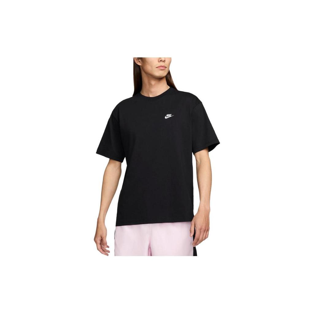 Nike Embroidered Logo Crew Neck Loose Short Sleeve T-Shirt Men Tops Black FV0376-010