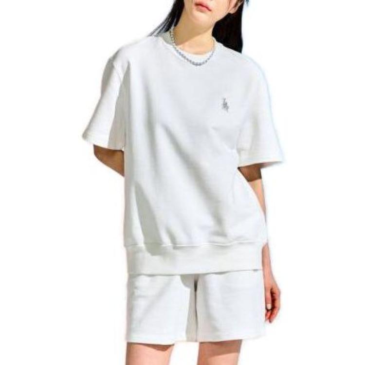 MLB Solid Color Pullover Crew Neck Short Sleeve T-Shirt Women Tops White 3AMTB0531-07IVS