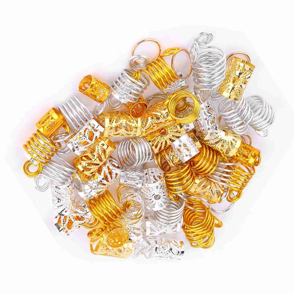 90pcs Hair Braid Rings Dreadlock Three Ply Hair Clips Loops Decoration for Women & Girls