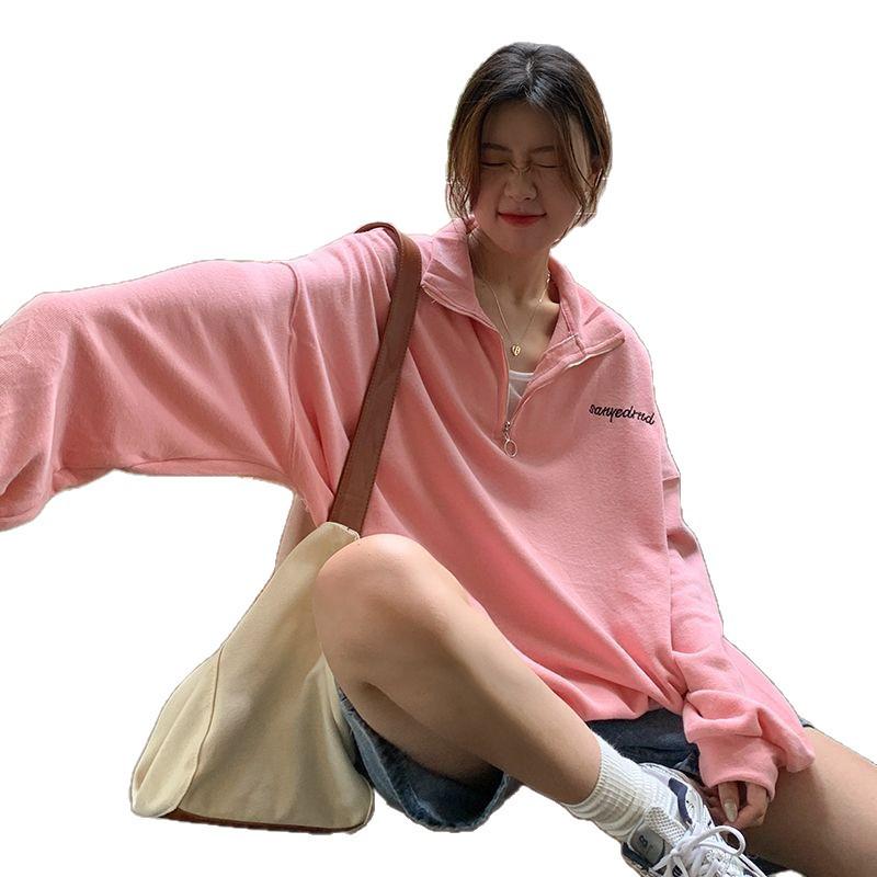 Plus Size Embroidery Hoodie Jacket: Stand Collar, Loose Fit, Mid-Length, Autumn 2025 Edition